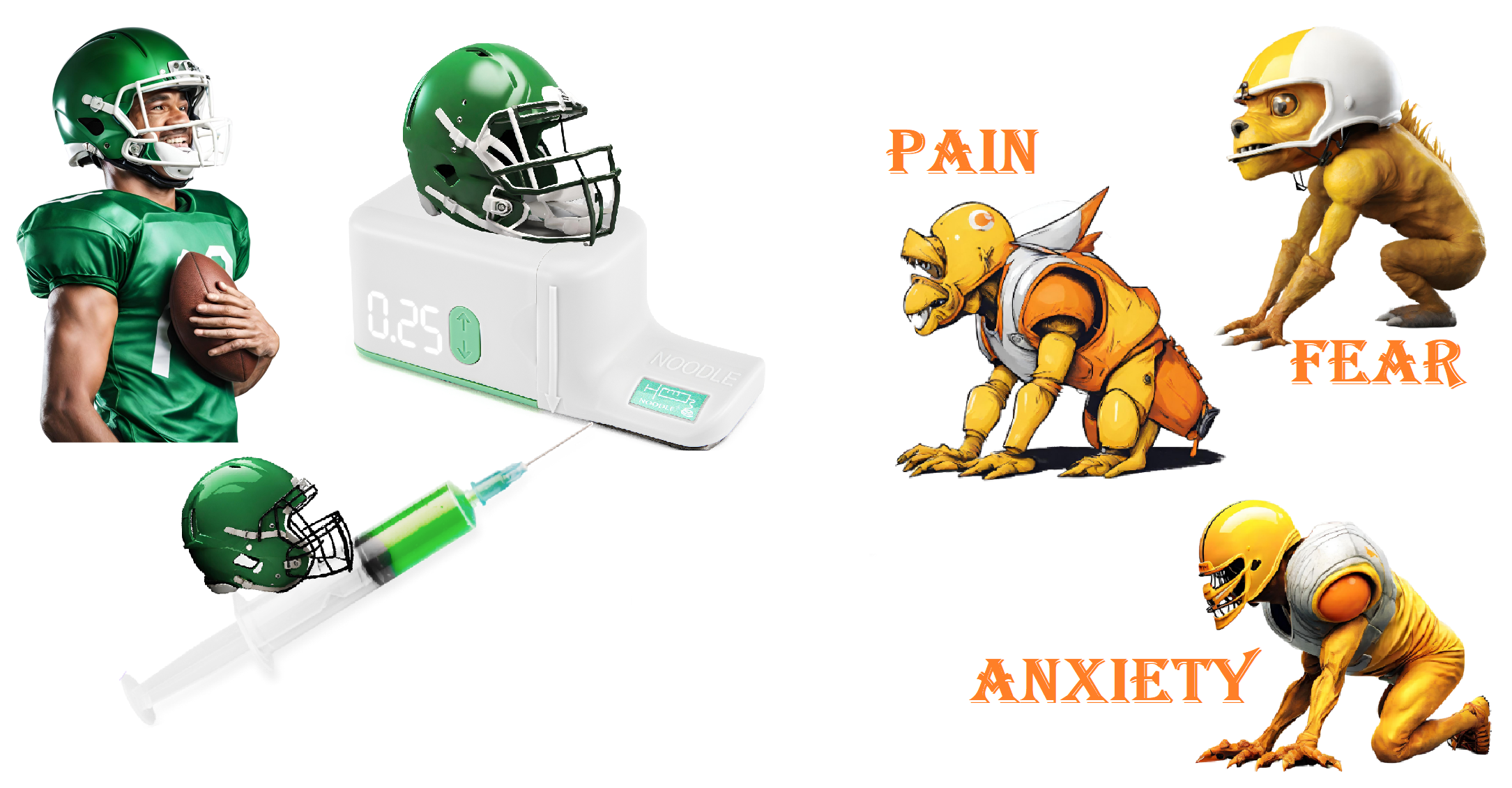 Professional Football Team Noodle Overcomes Injection Pain, Fear, and Anxiety